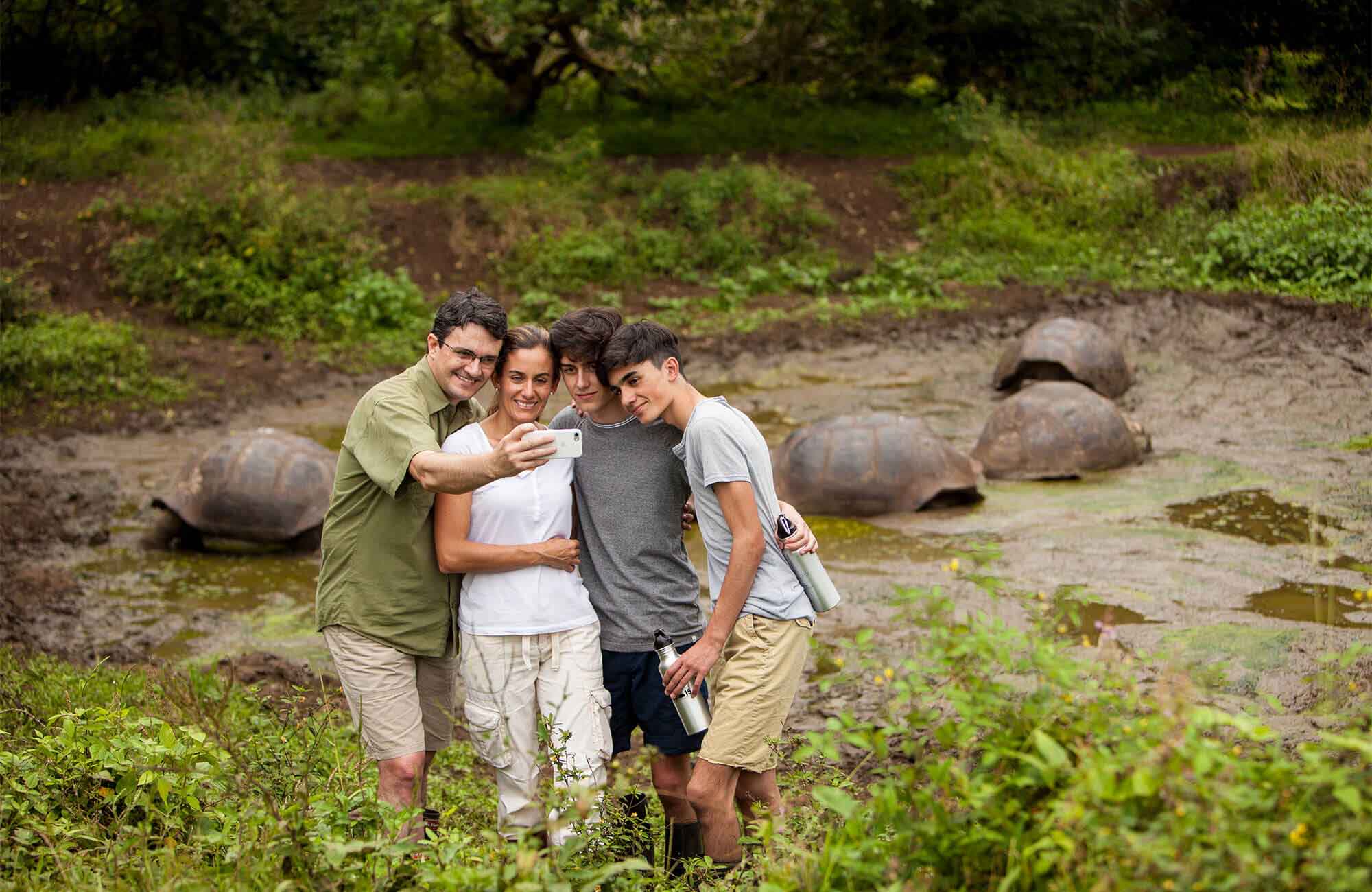 Family giant tortoise galapagos